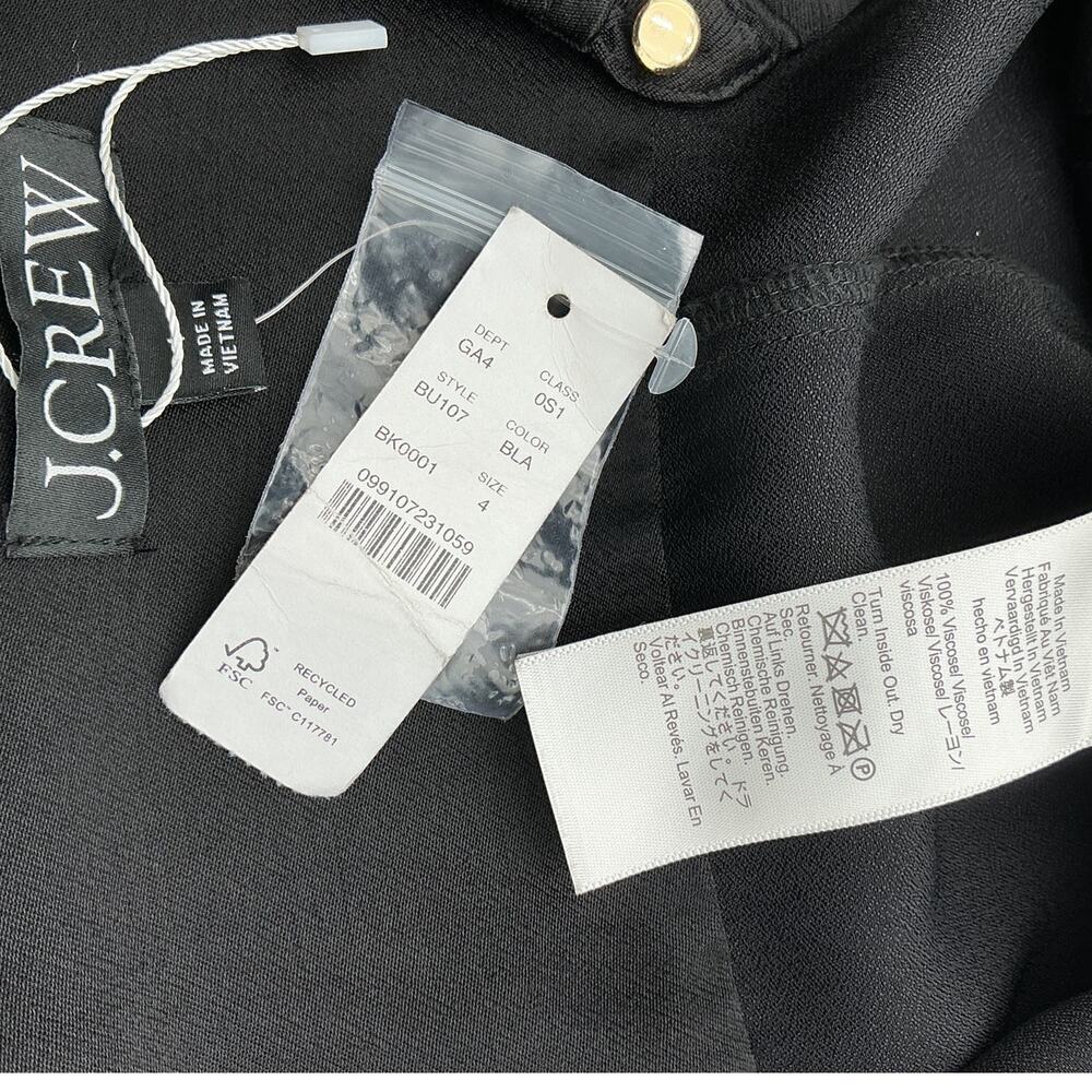 J.Crew Lustrous Black Luster Crepe Shirtdress Size 4 - Picture 4 of 4